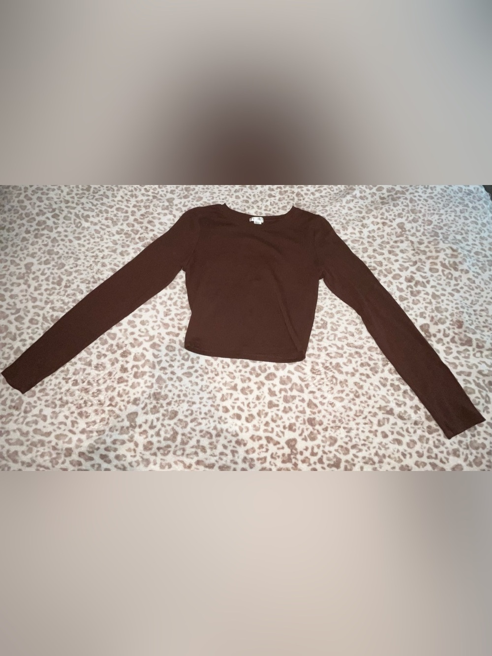 Bozzolo Dark Brown Long-Sleeve Crop Top